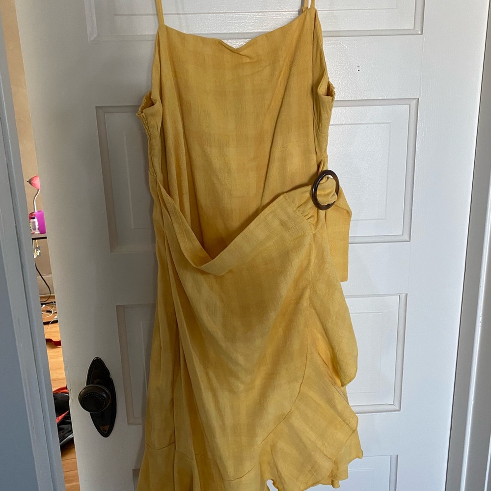 Yellow wrap dress